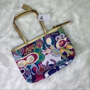 WHOOHOO COACH POP C SIS PRINT SIGNATURE TOTE BAG